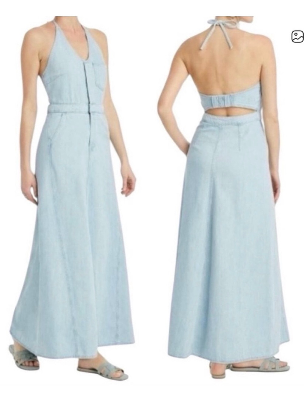 NEW UNIVERSAL THREAD
Denim Halter Maxi Dress Light Blue Wash Size 2 Boho Chic